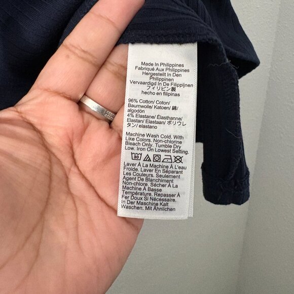 J.Crew Premium Rib Short-Sleeve Polo Shirt Navy Cotton Blend New Size Medium - Picture 7 of 7